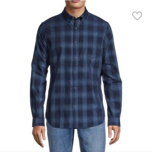 Navy Blue and Black Plaid Flannel Button Up by Zachary Prell